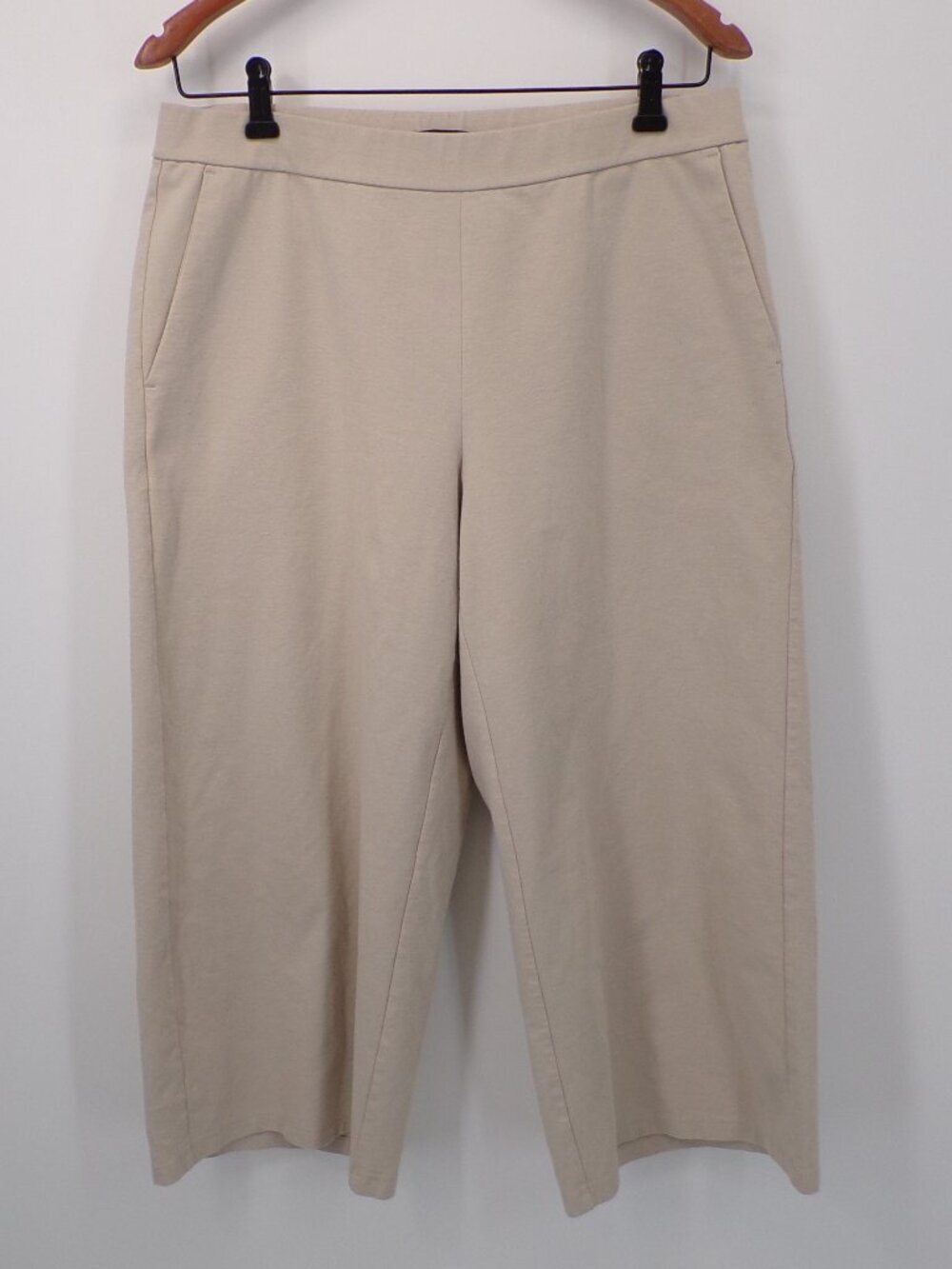 Eileen Fisher Organic Cotton Blend Pant Wide Leg Pull On Front Pockets Size M